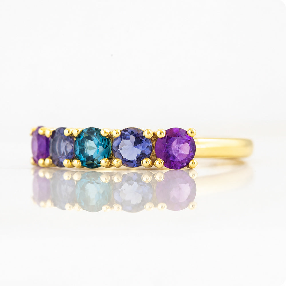 Annie, a Blue and Purple Half Eternity Ring - Victoria's Jewellery