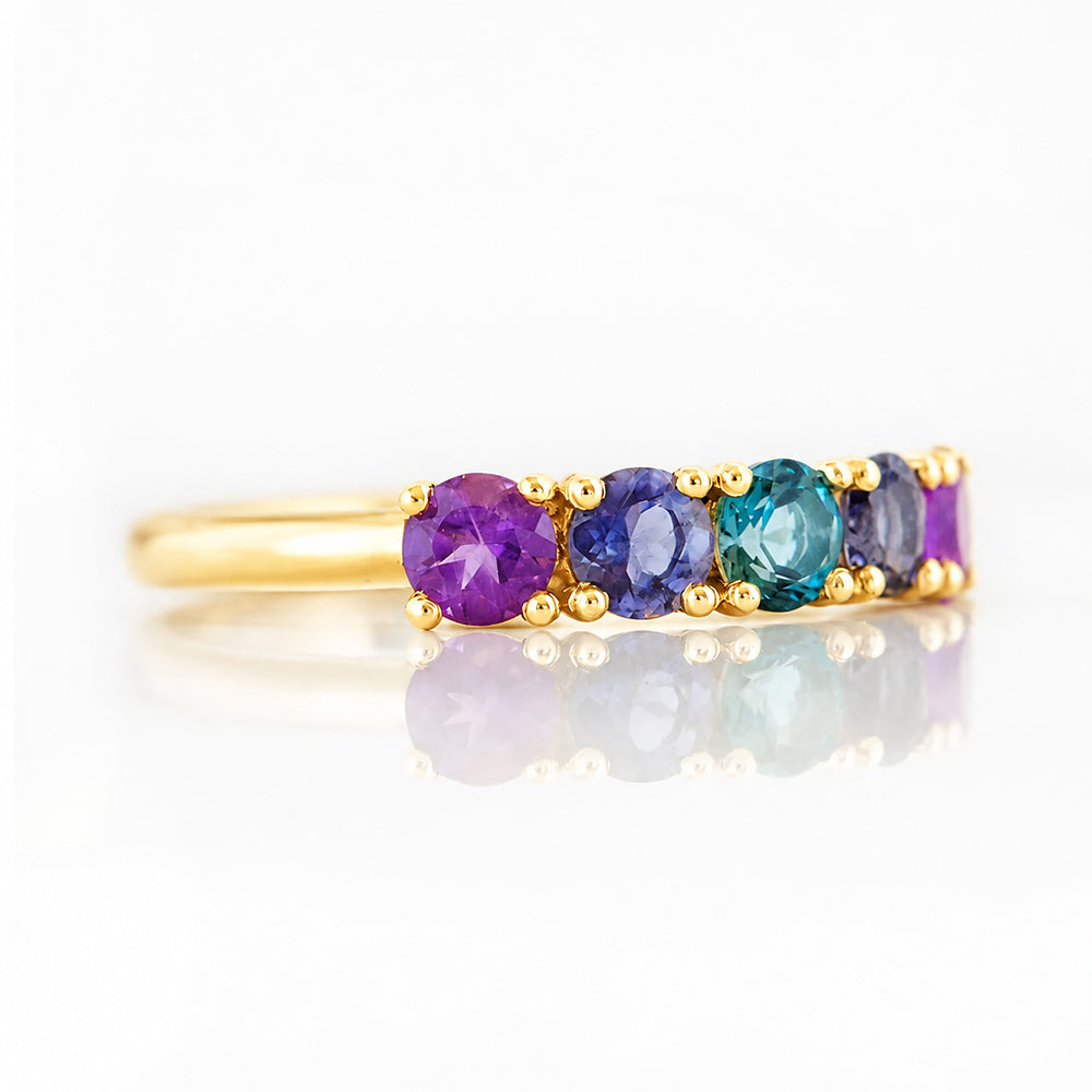 Annie, a Blue and Purple Half Eternity Ring - Victoria's Jewellery