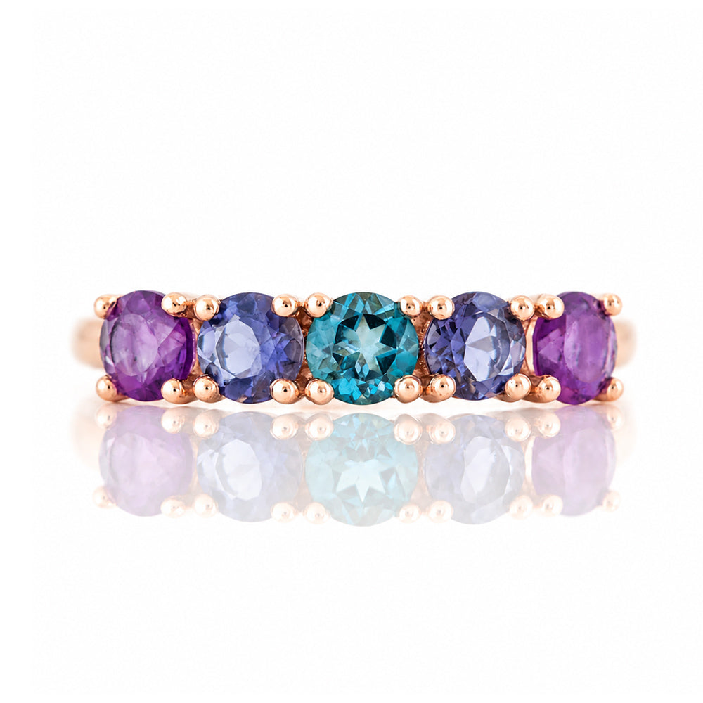 Annie, a Blue and Purple Half Eternity Ring - Victoria's Jewellery