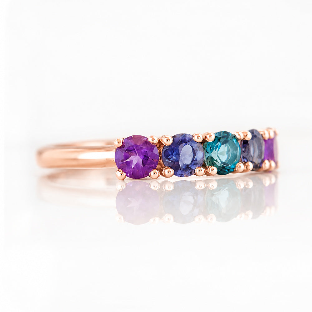 Annie, a Blue and Purple Half Eternity Ring - Victoria's Jewellery