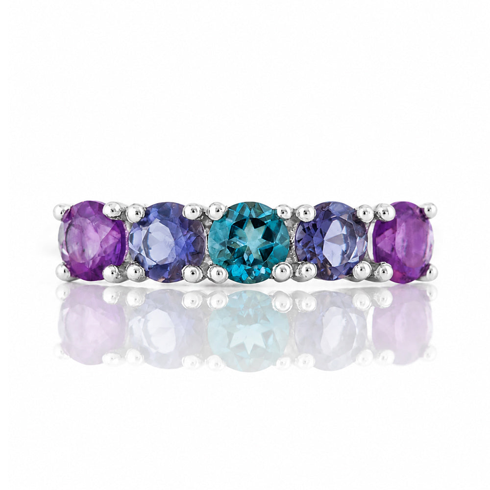 Annie, a Blue and Purple Half Eternity Ring - Victoria's Jewellery