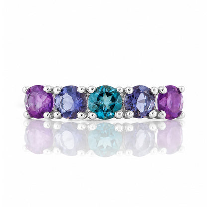 Annie, a Blue and Purple Half Eternity Ring - Victoria's Jewellery