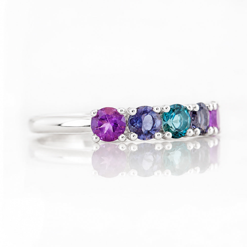 Annie, a Blue and Purple Half Eternity Ring - Victoria's Jewellery