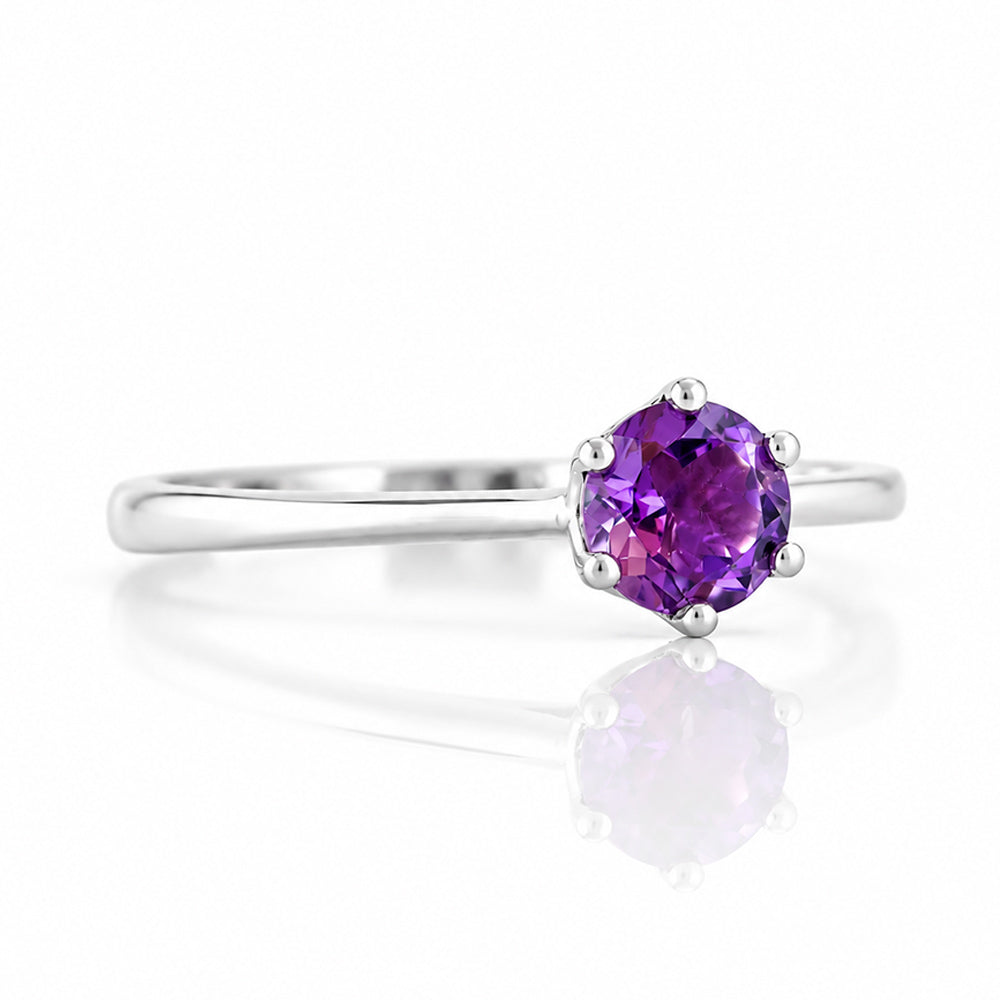 Tulip, a Six Claw Amethyst Ring - Victoria's Jewellery