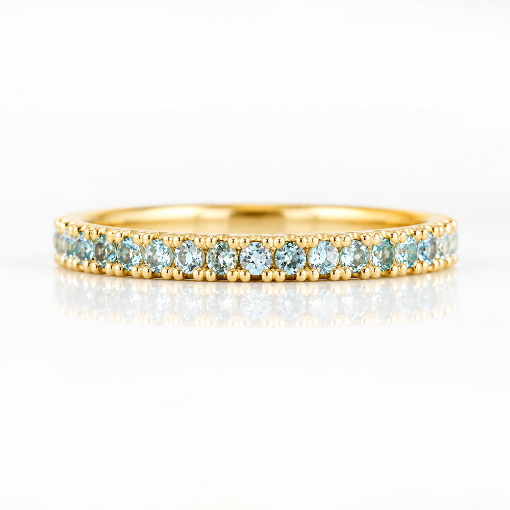 Emma, Aquamarine Half Eternity Ring - 1.5mm - Victoria's Jewellery