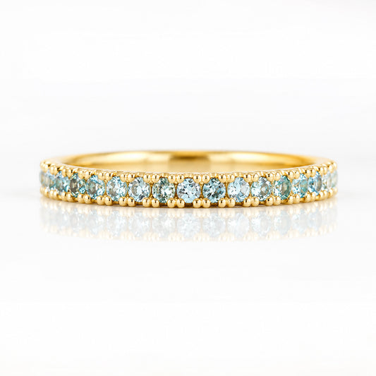 Emma, Aquamarine Half Eternity Ring - 1.5mm - Victoria's Jewellery