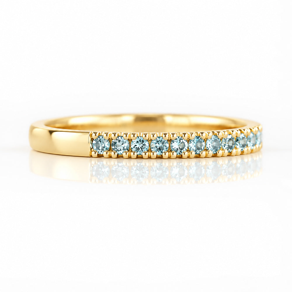 Emma, Aquamarine Half Eternity Ring - 1.5mm - Victoria's Jewellery