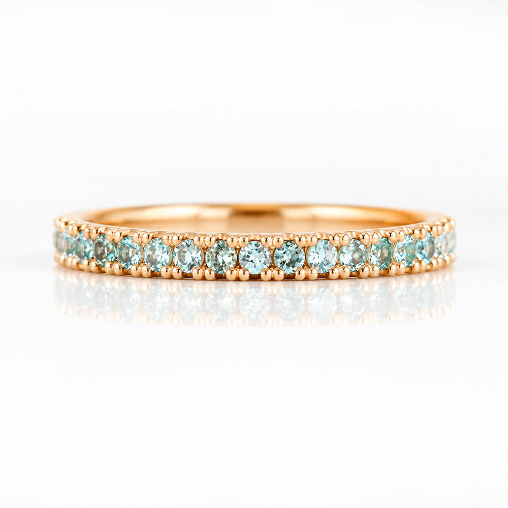 Emma, Aquamarine Half Eternity Ring - 1.5mm - Victoria's Jewellery