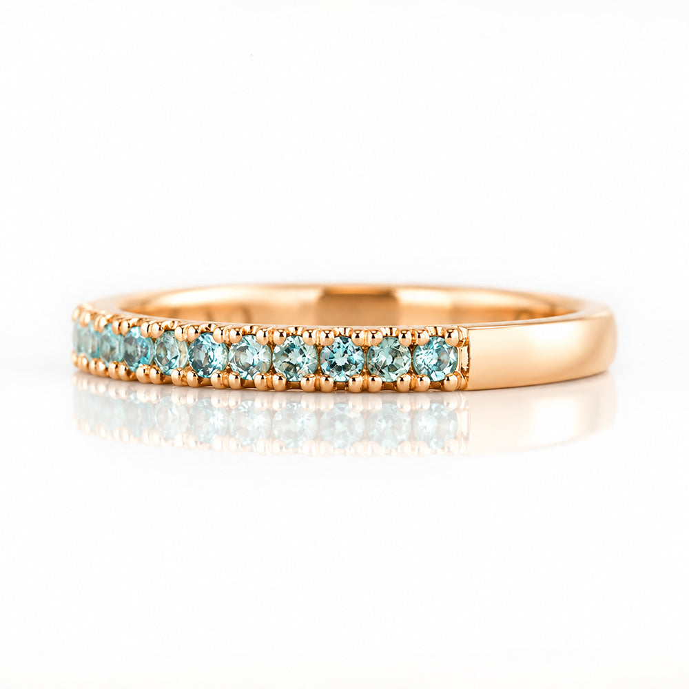 Emma, Aquamarine Half Eternity Ring - 1.5mm - Victoria's Jewellery