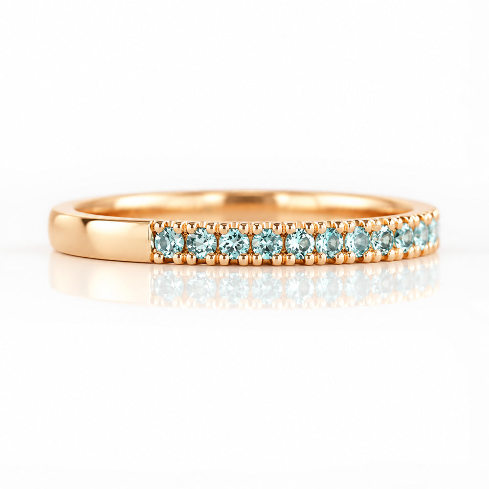 Emma, Aquamarine Half Eternity Ring - 1.5mm - Victoria's Jewellery