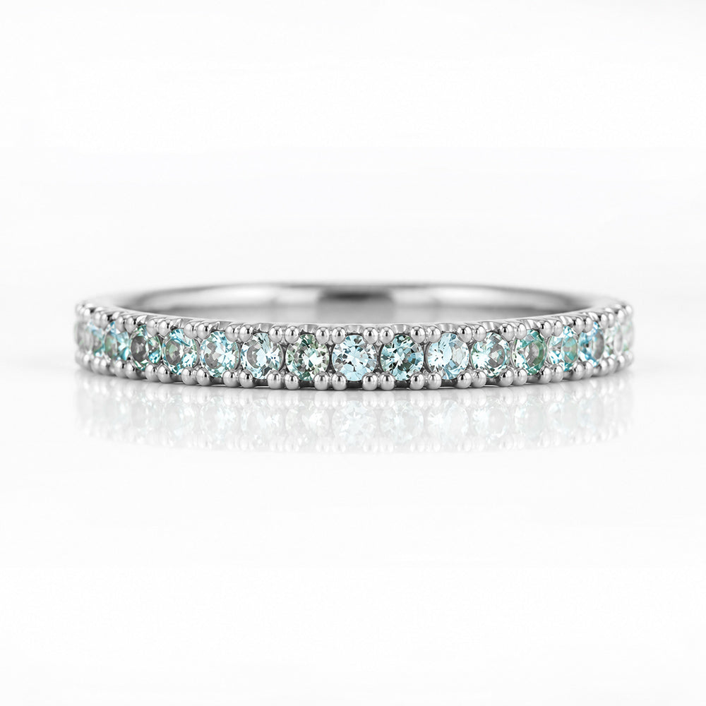 Emma, Aquamarine Half Eternity Ring - 1.5mm - Victoria's Jewellery