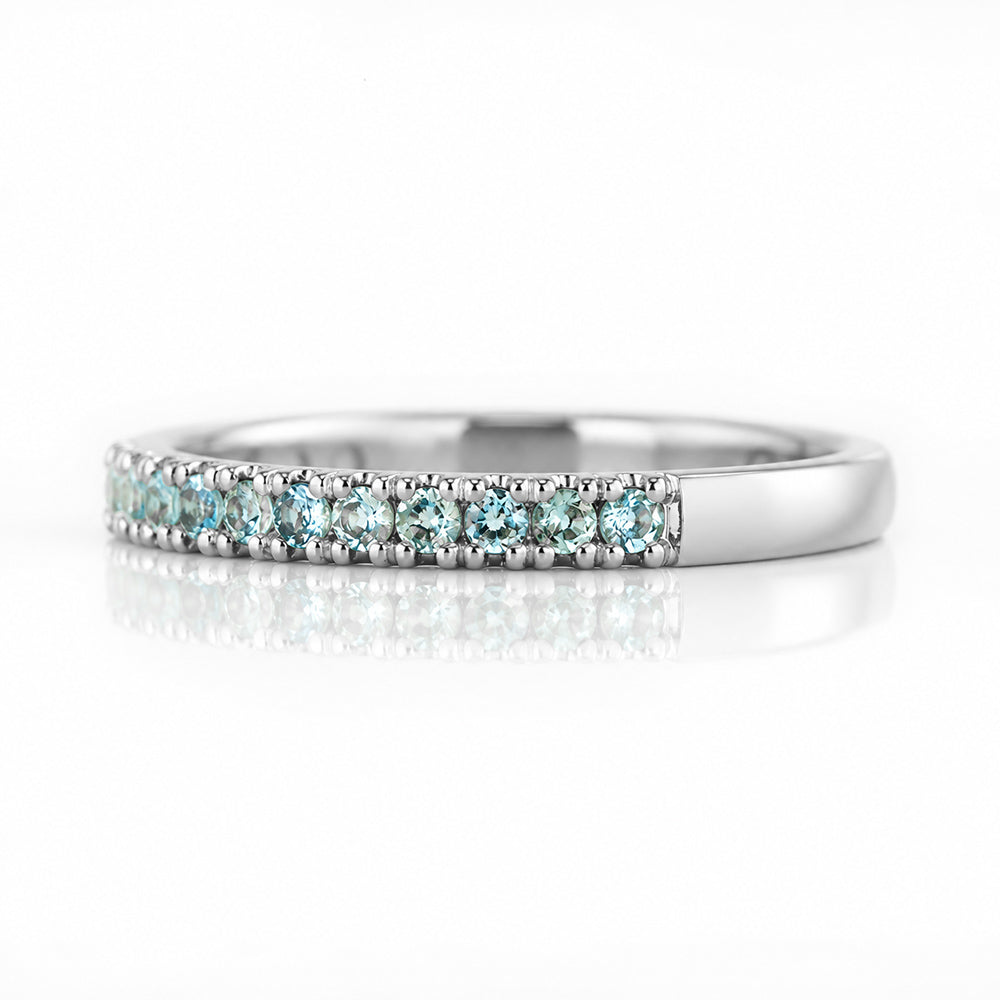 Emma, Aquamarine Half Eternity Ring - 1.5mm - Victoria's Jewellery