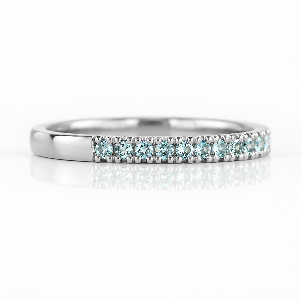 Emma, Aquamarine Half Eternity Ring - 1.5mm - Victoria's Jewellery