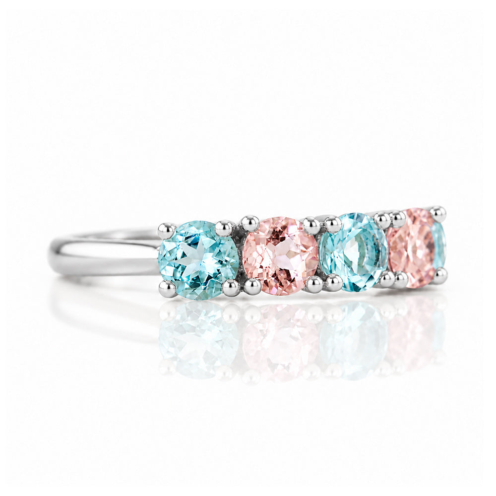 Annie, Aquamarine and Morganite Ring - Victoria's Jewellery