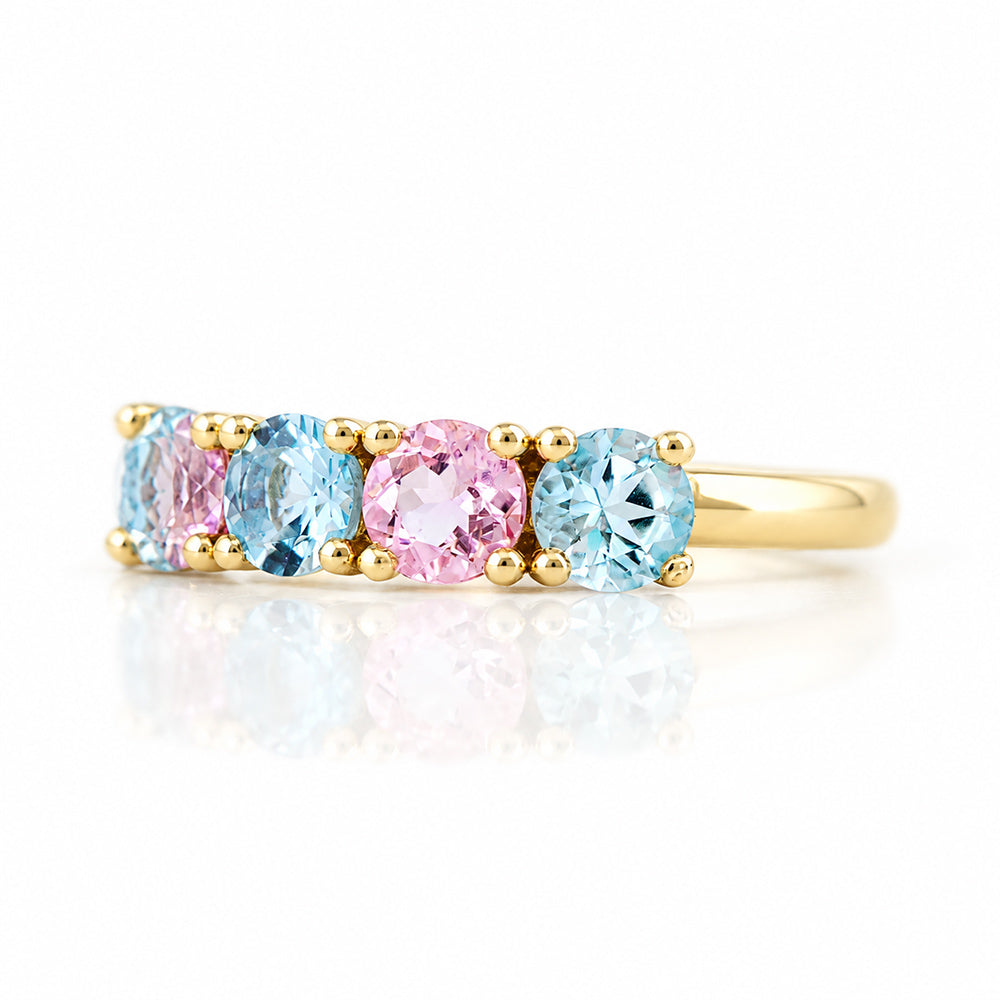 Annie, Aquamarine and Morganite Ring - Victoria's Jewellery