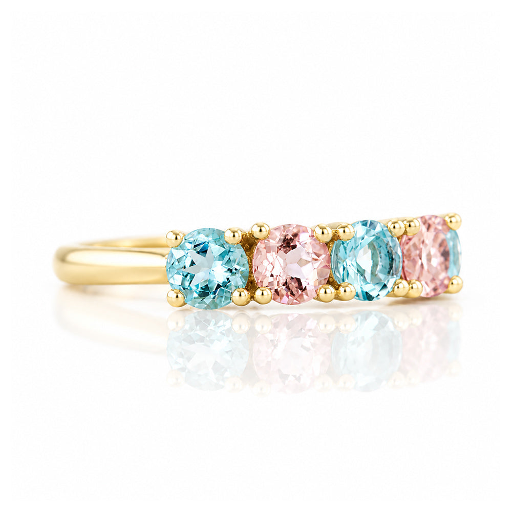 Annie, Aquamarine and Morganite Ring - Victoria's Jewellery