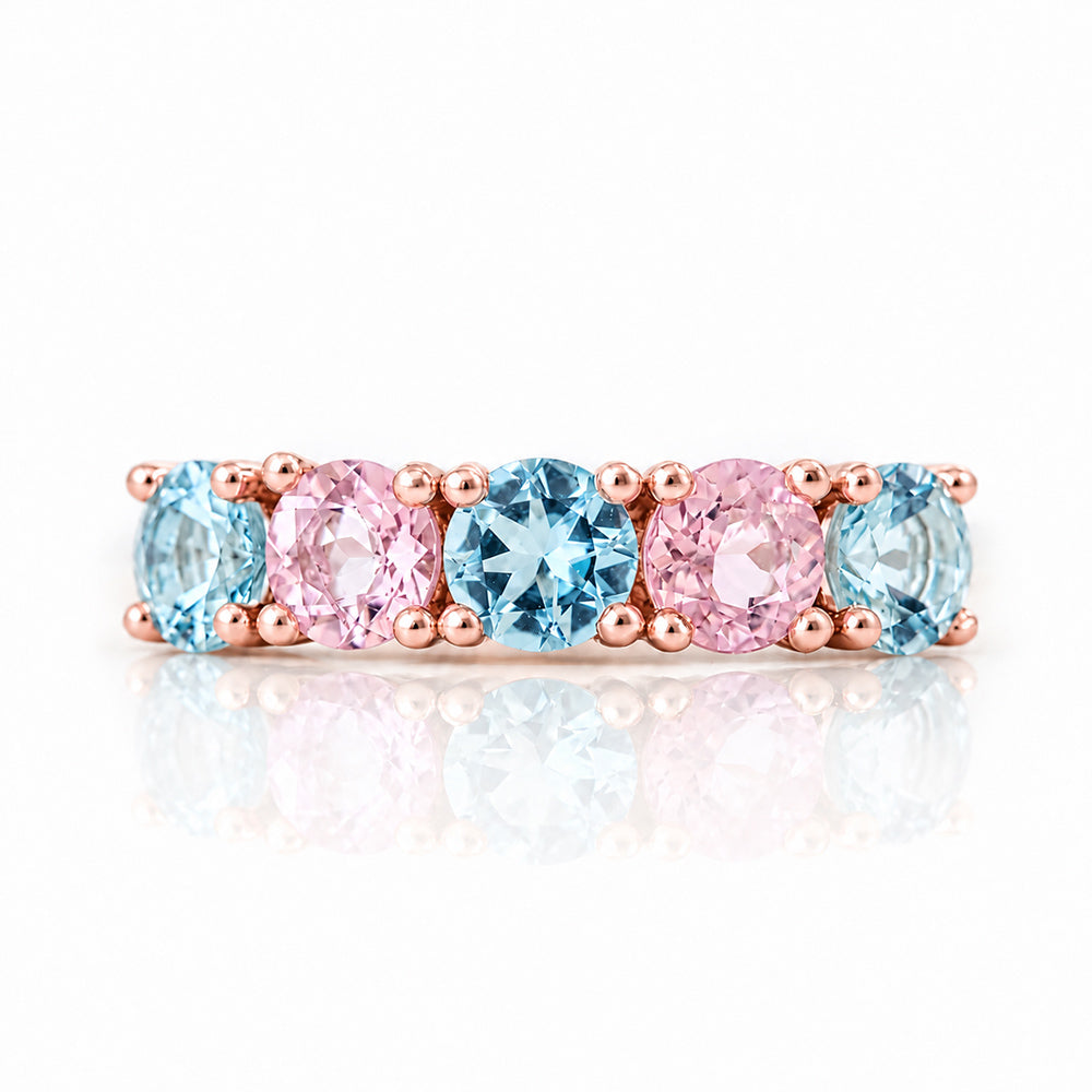 Annie, Aquamarine and Morganite Ring - Victoria's Jewellery