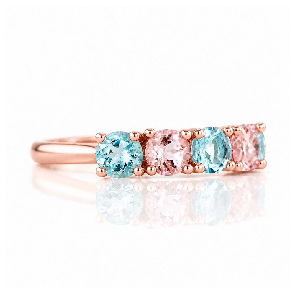 Annie, Aquamarine and Morganite Ring - Victoria's Jewellery
