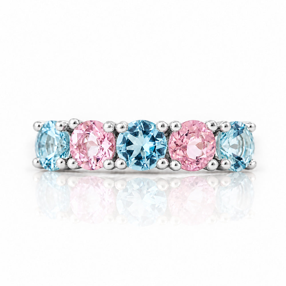 Annie, Aquamarine and Morganite Ring - Victoria's Jewellery