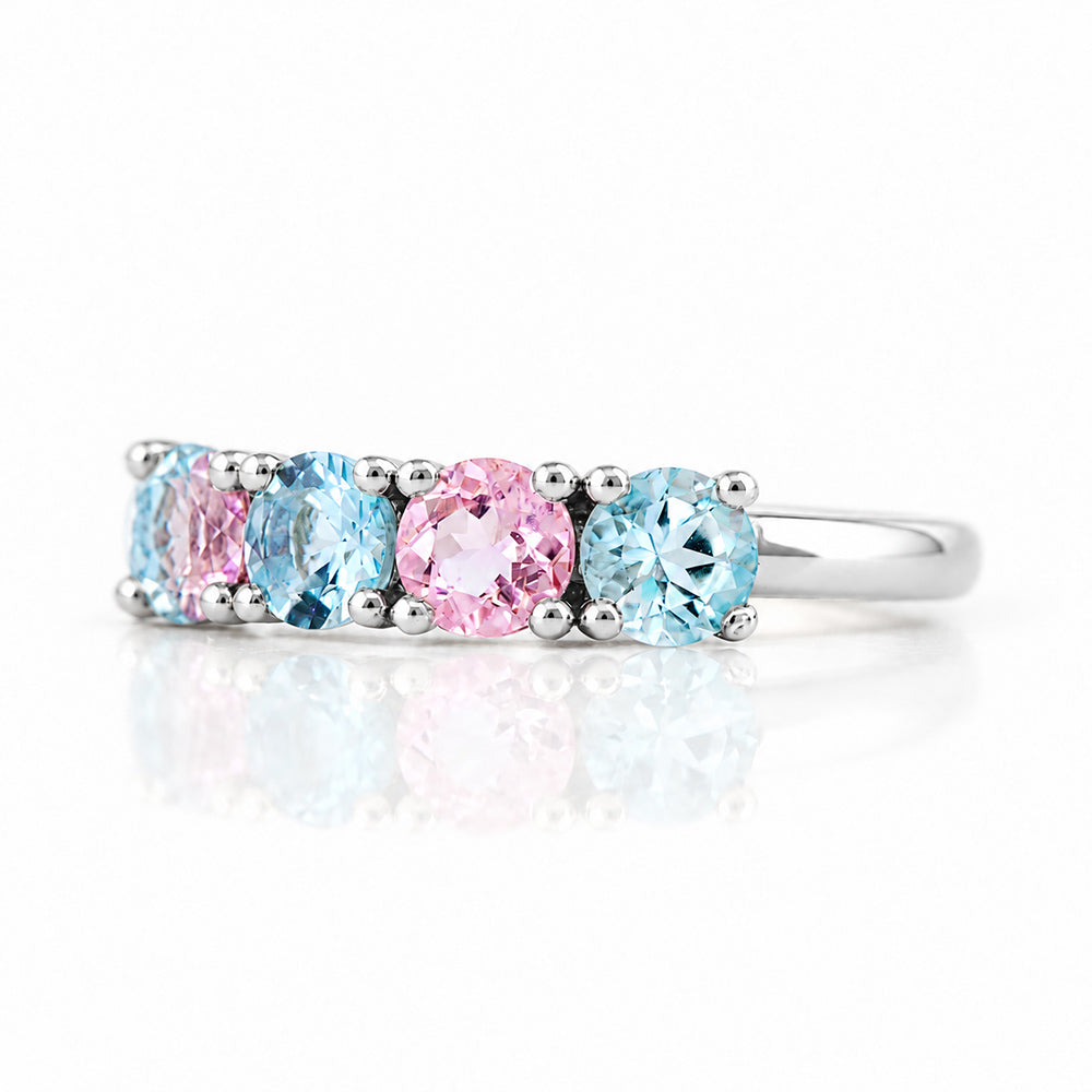 Annie, Aquamarine and Morganite Ring - Victoria's Jewellery