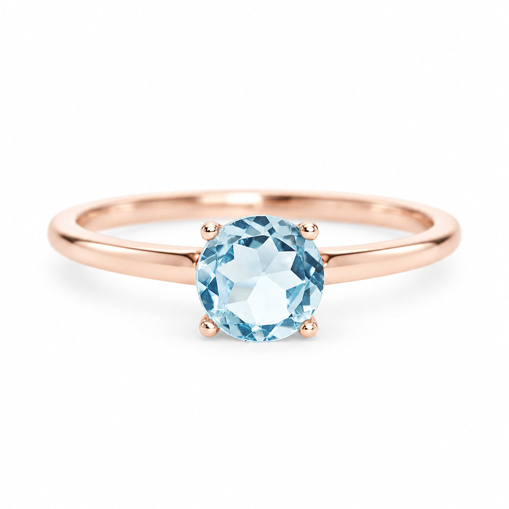 Lina, a Round cut Aquamarine Ring - Victoria's Jewellery