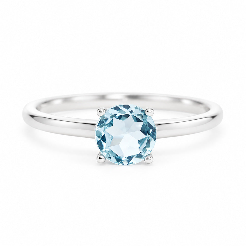 Lina, a Round cut Aquamarine Ring - Victoria's Jewellery