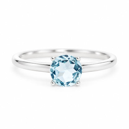 Lina, a Round cut Aquamarine Ring - Victoria's Jewellery