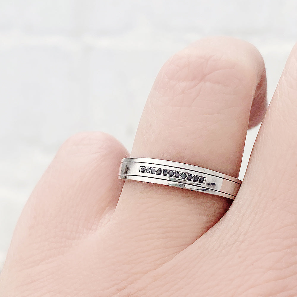Edward, Black Diamond Mens Wedding Ring