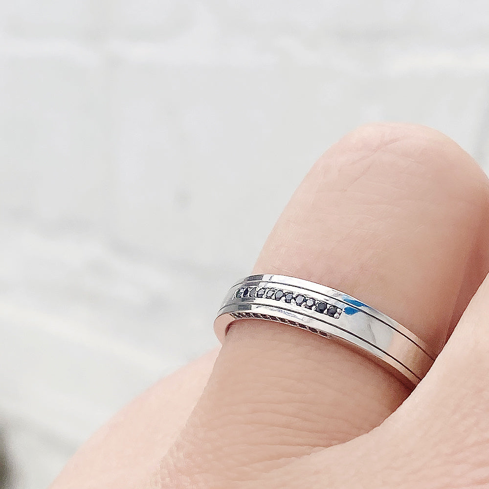 Edward, Black Diamond Mens Wedding Ring