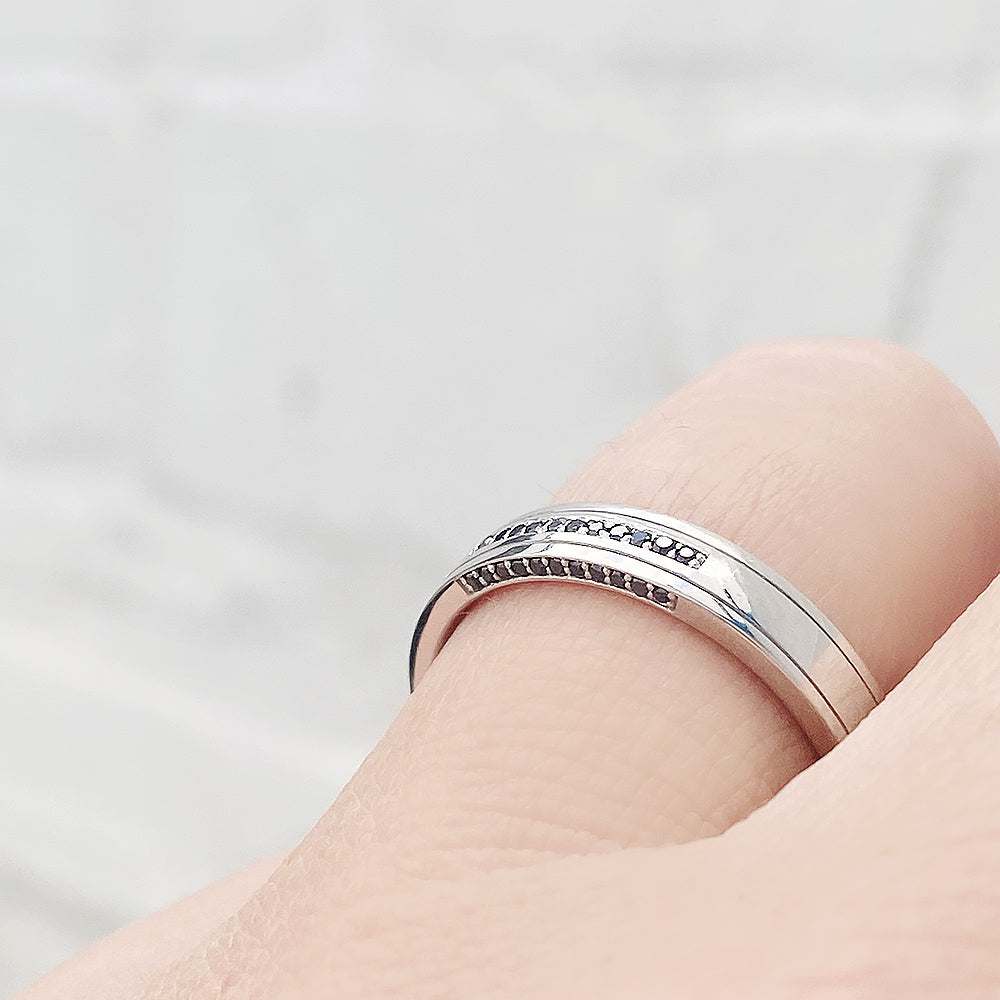 Edward, Black Diamond Mens Wedding Ring