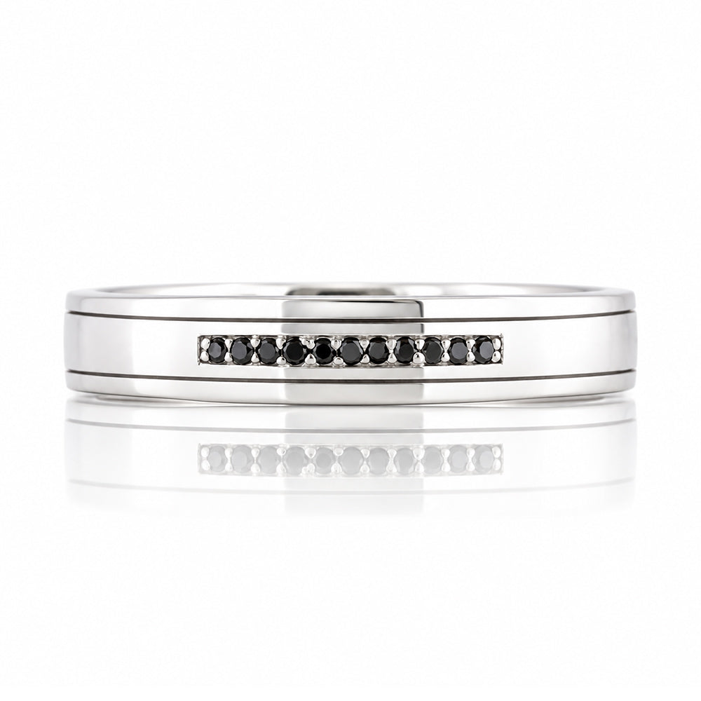 Edward, Black Diamond Mens Wedding Ring