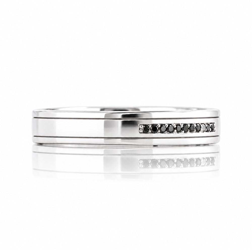Edward, Black Diamond Mens Wedding Ring
