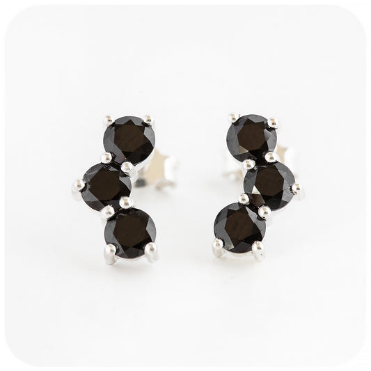 Round cut Black Spinel stud earrings - Victoria's Jewellery