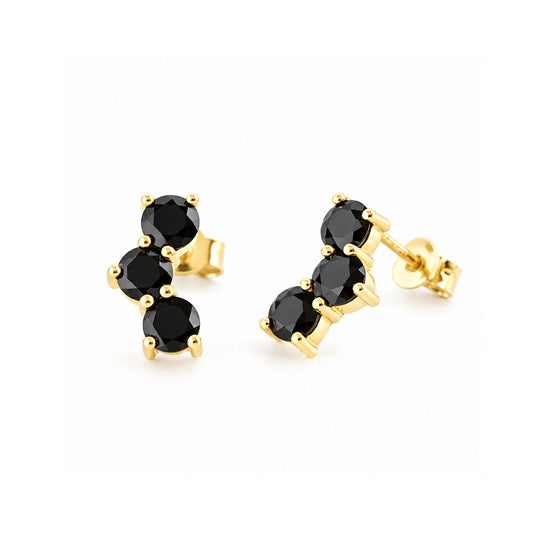 Laurel, Black Spinel Stud Earring - Victoria's Jewellery