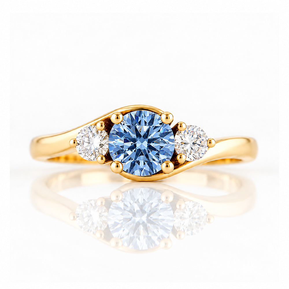 Ava, Blue Lab Diamond Trilogy Ring