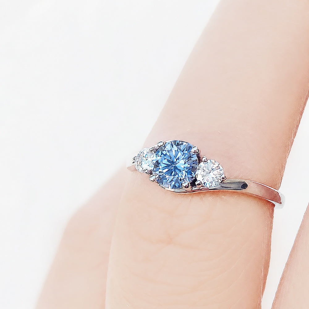 Ava, Blue Lab Diamond Trilogy Ring