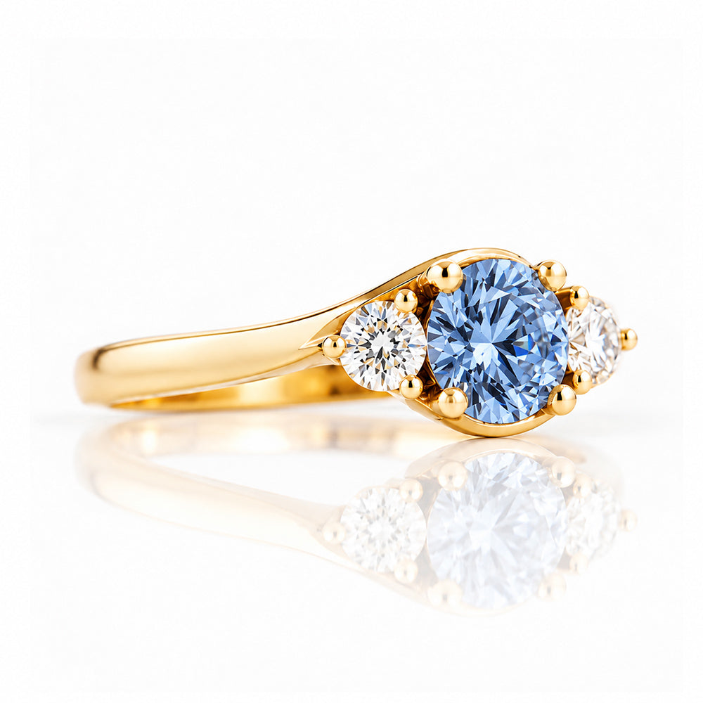 Ava, Blue Lab Diamond Trilogy Ring