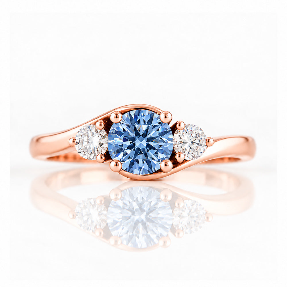 Ava, Blue Lab Diamond Trilogy Ring