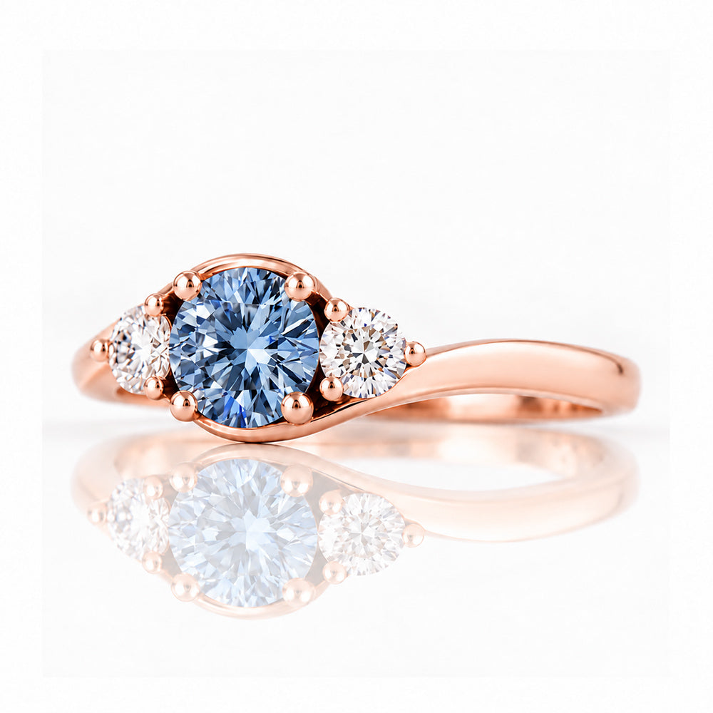 Ava, Blue Lab Diamond Trilogy Ring