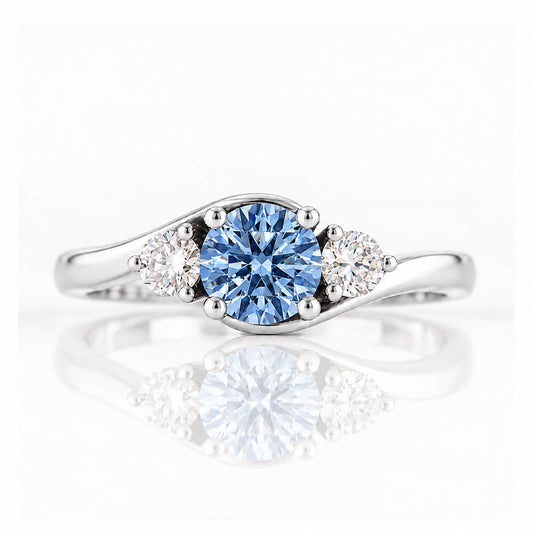 Ava, Blue Lab Diamond Trilogy Ring