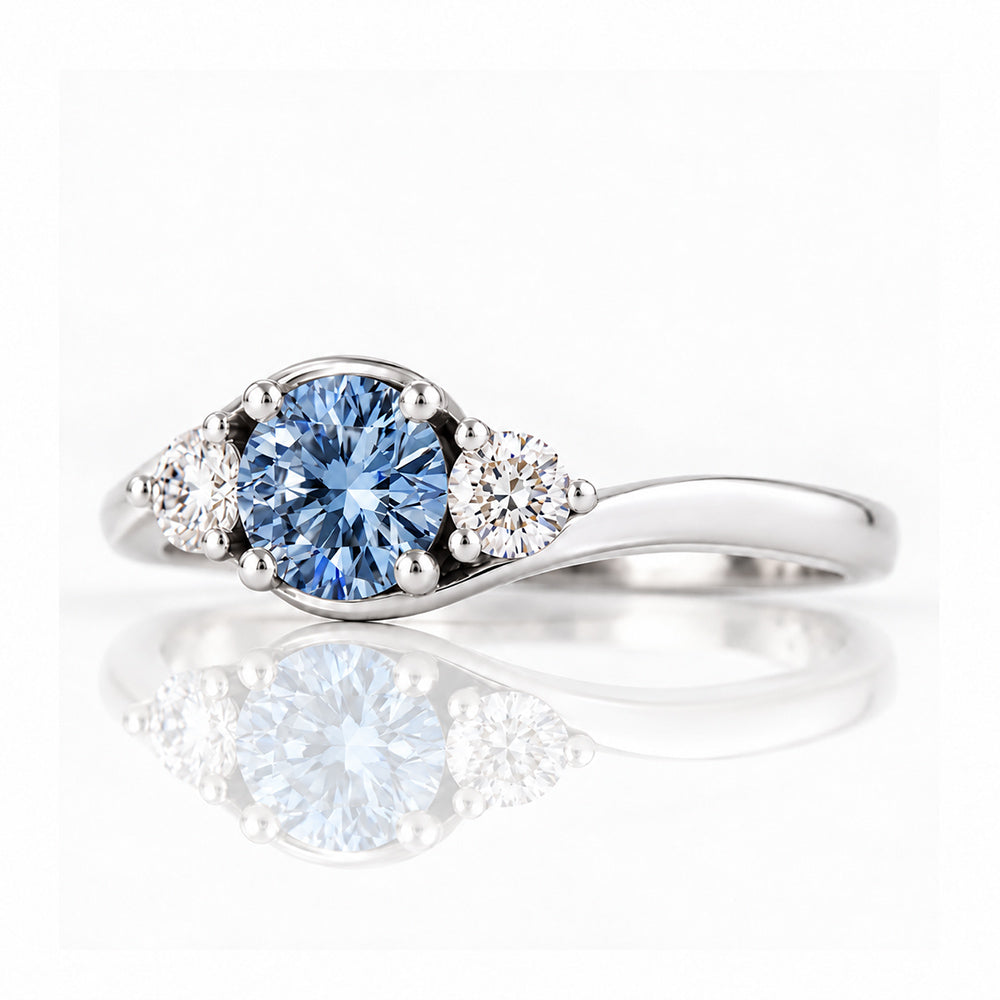 Ava, Blue Lab Diamond Trilogy Ring