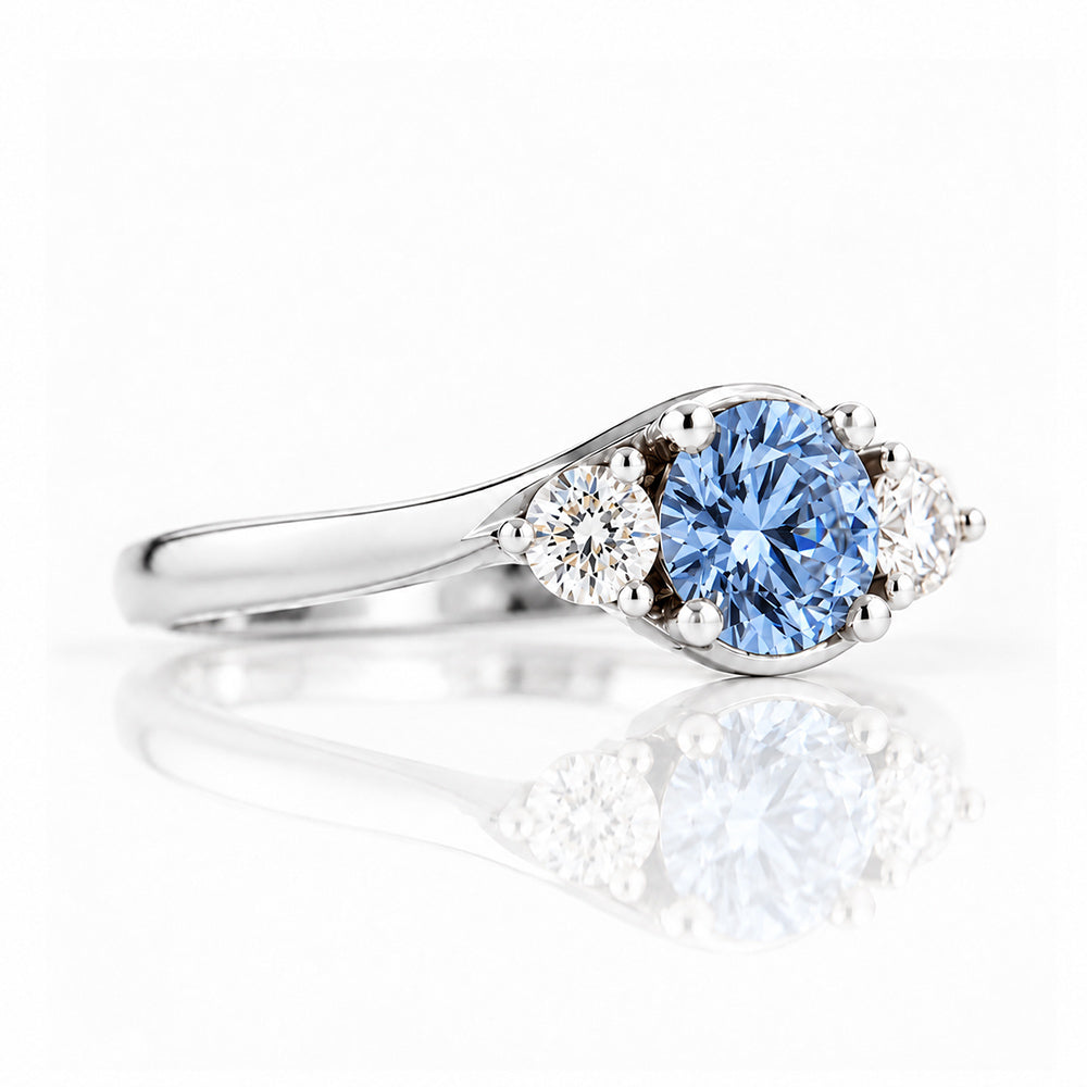 Ava, Blue Lab Diamond Trilogy Ring
