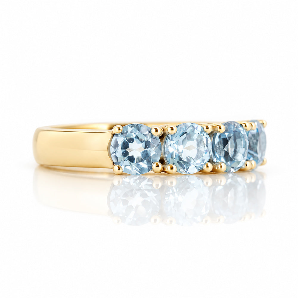 Celine, a Sky Blue Topaz Four Stone Half Eternity Ring