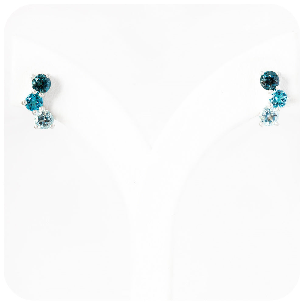 Blue Topaz Ombré Style Stud Earrings - Victoria's Jewellery
