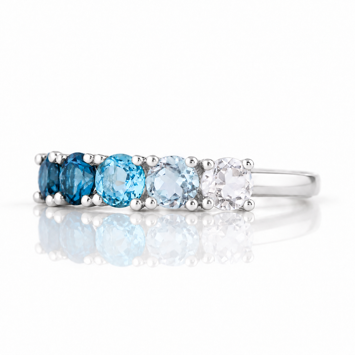 Annie, a Rainbow Topaz Half Eternity Ring - Victoria's Jewellery