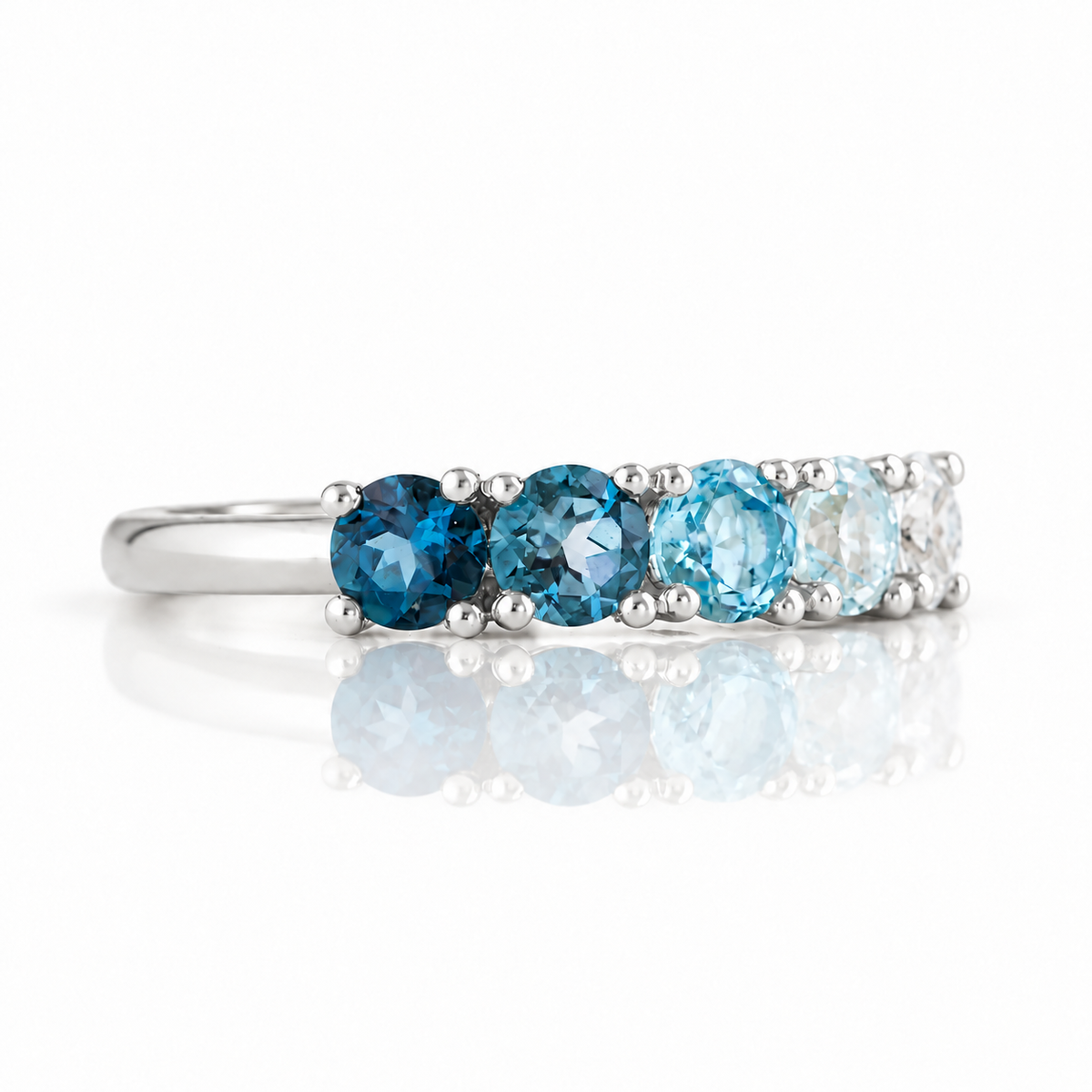 Annie, a Rainbow Topaz Half Eternity Ring - Victoria's Jewellery