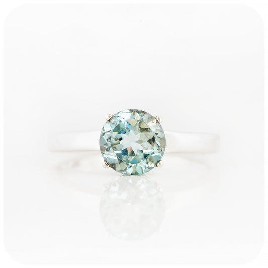 Round cut Sky Blue Topaz Solitaire Ring