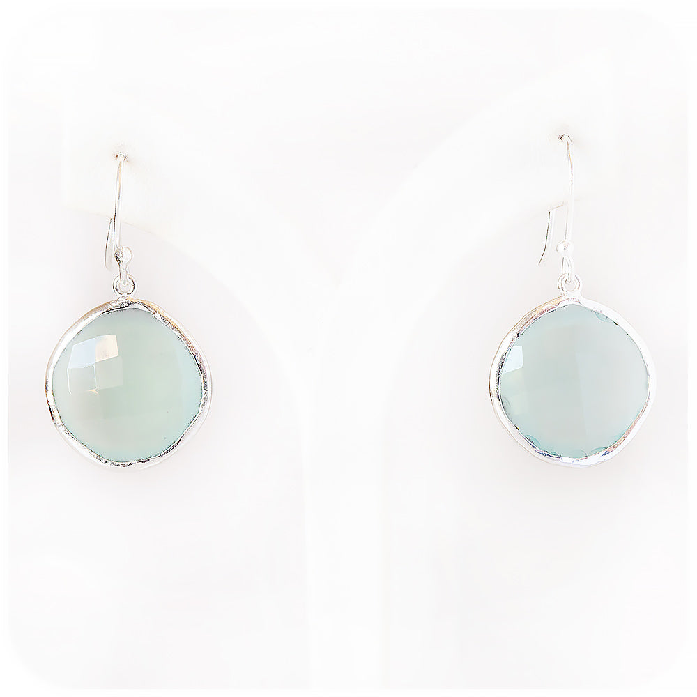 Handmade Round cut Chalcedony Earrings