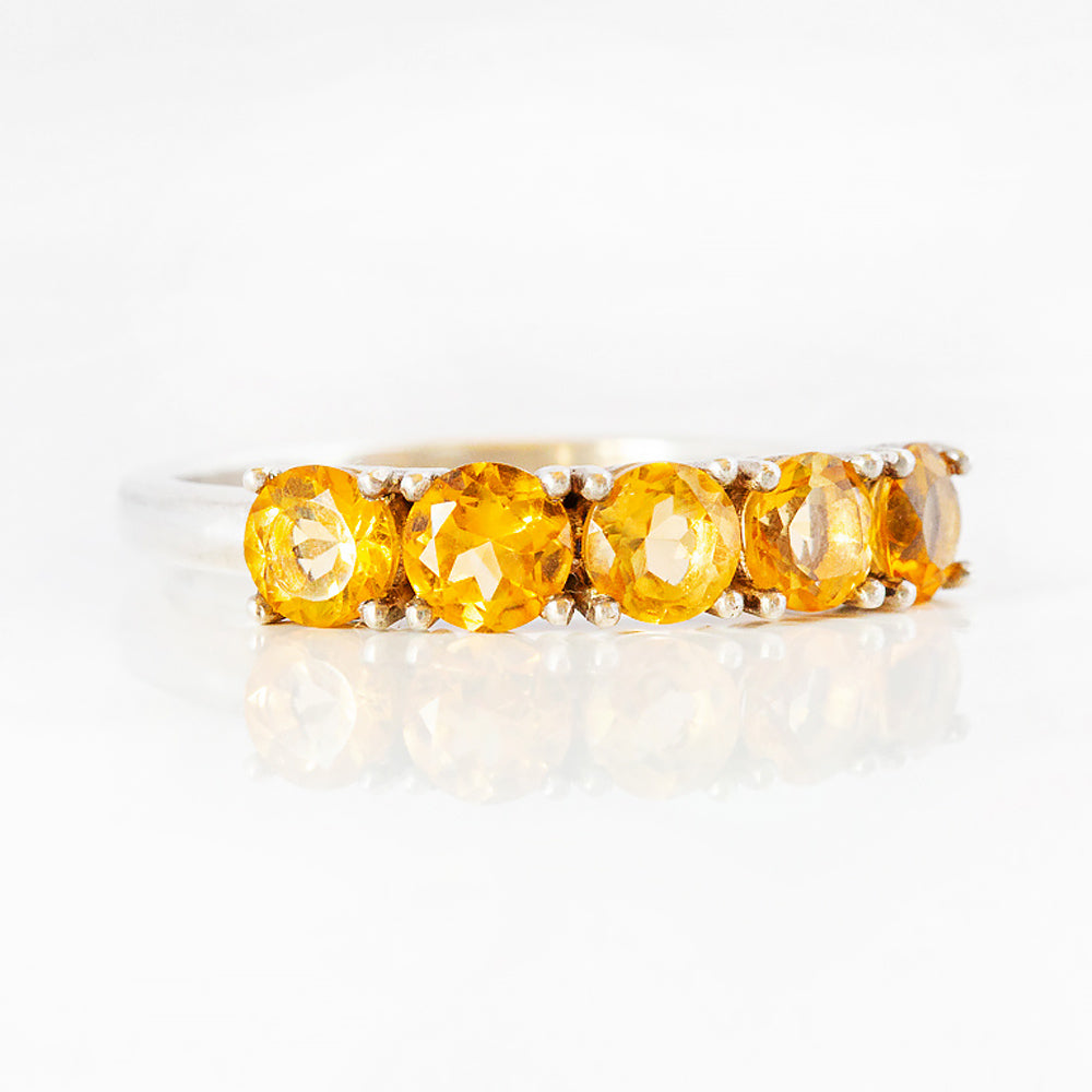 Round cut Citrine half eternity ring - Victoria's Jewellery
