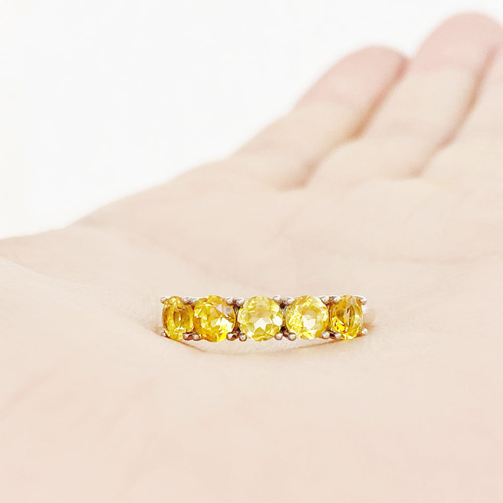 Round cut Citrine half eternity ring - Victoria's Jewellery